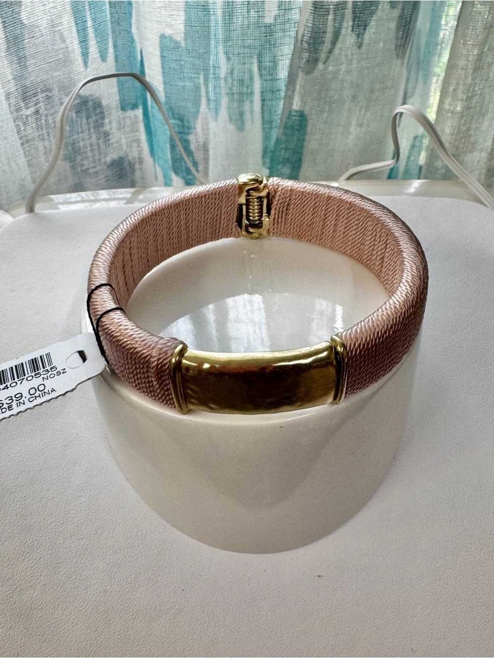 Chico's Blush Pink Rope Bracelet with Gold Accents
